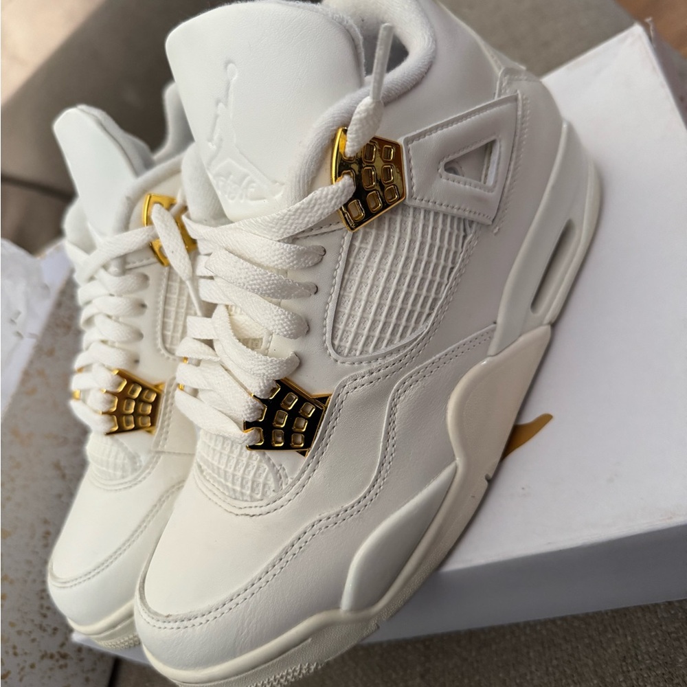 Jordan White and Gold Sneakers